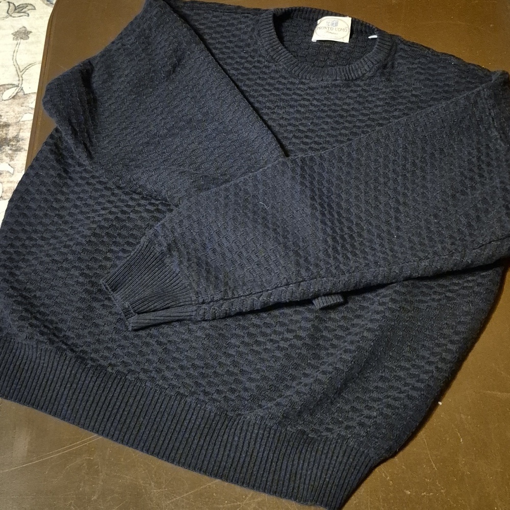 Pronto Uomo Firenze Men's Black Sweater Made In Italy..pit To pit 22"×24" (#)